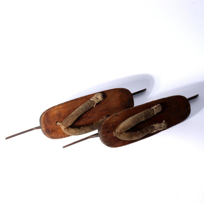 Antique Ice skating shoes wooden Geta Clogs Skates Japanese blacksmith WO375