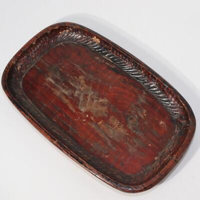 Japanese Obon Ozen Antique wooden Chestnut Tray Kuribon Obon Sencha Sado WO154