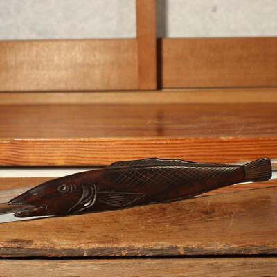 Japanese Antique wooden Fish shaped Netsuke sagemono NW250