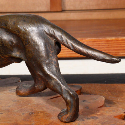 Japanese Vintage Bronze Bloodhound Coonhound Dog Figurine Hunting Dog Sculpture