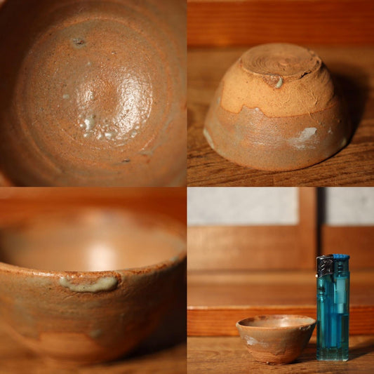 Japanese Antique Karatsu ware Sake cup Bowl Pottery Choko Momoyama Period