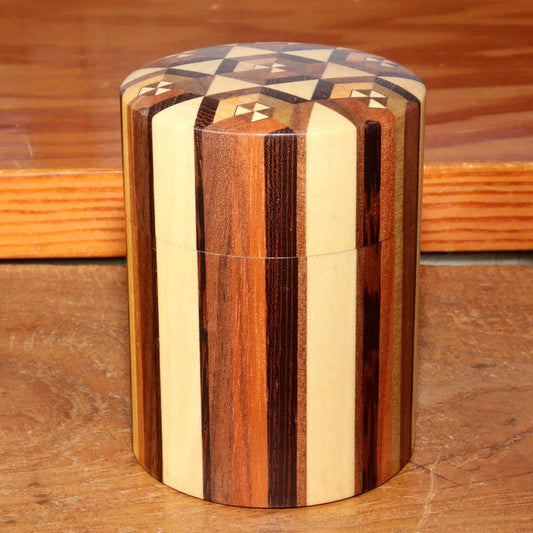 Japanese Yosegi-Zaiku wooden marquetry Tea caddy Tea container Total Tailoring