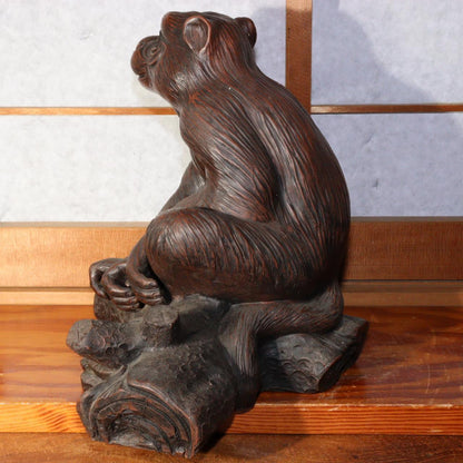 Japanese Bizen ware pottery ceramic monkey figurine ornament BW73