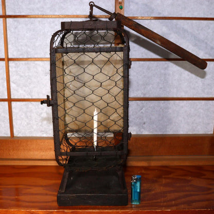 Japanese Antique Andon lamp lantern temple Buddhism Edo period Iron