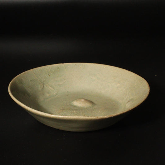 Korean Antique Celadon Flat Tea Bowl Plate Goryeo dynasty period Ceramic KRS137