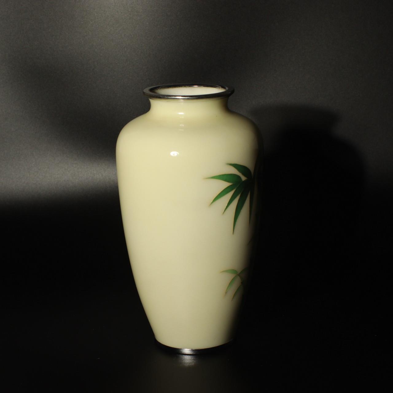 Japanese shippou Cloisonne vase Bamboo design w / box PV187