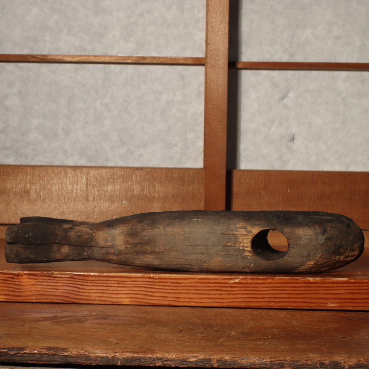 Japanese Antique wooden Jizai kagi Fish Carp Carved irori Fireplace JZI97