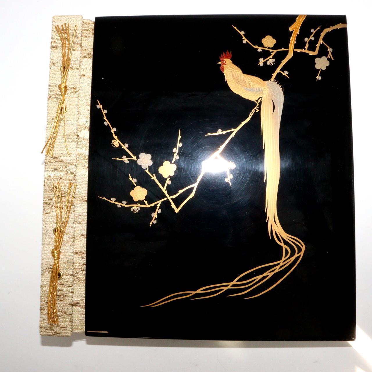 Japanese Zohiko wooden Gold Makie Photo Album Chicken design w / box WBX162