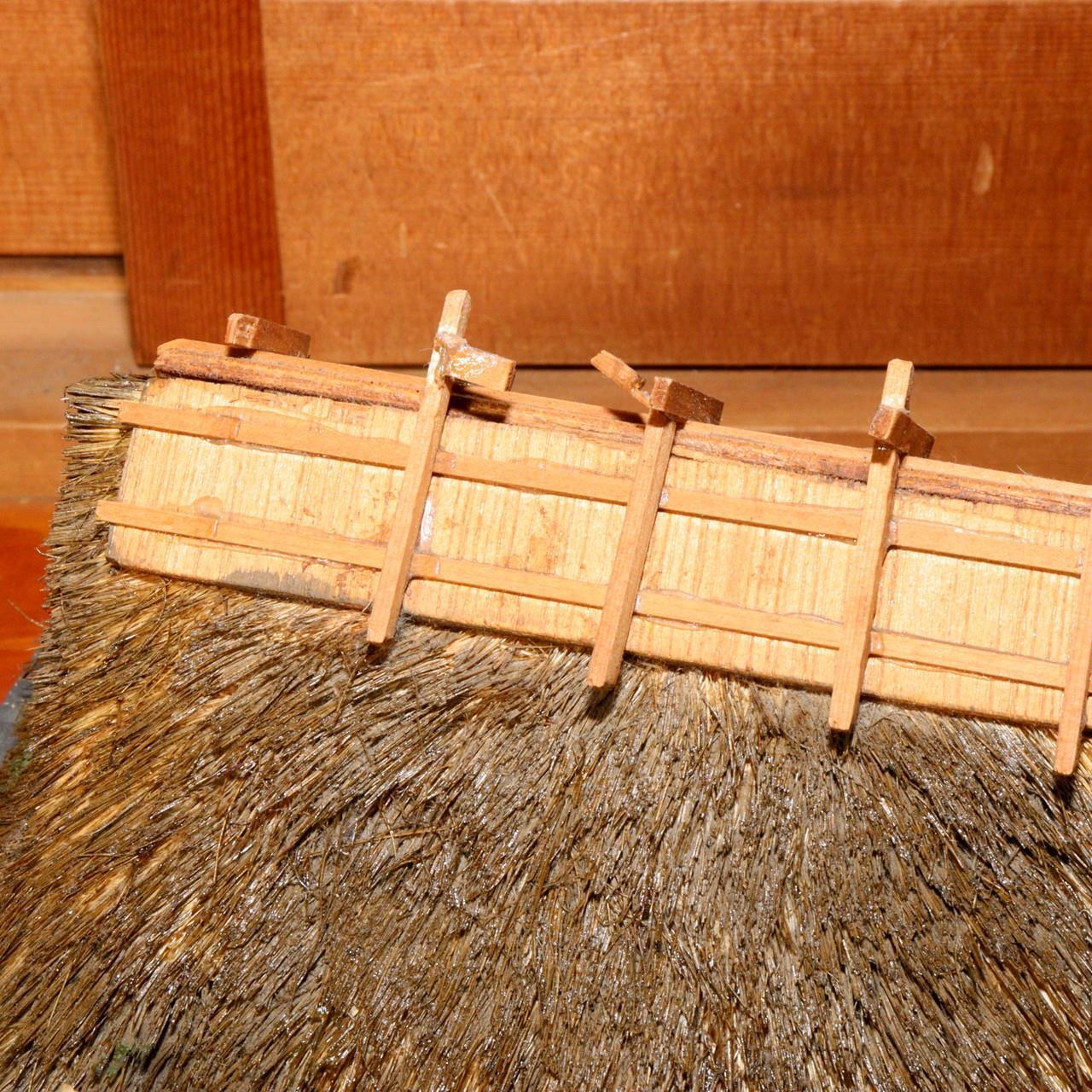 Japanese Wooden 3 Miniature old folk house & Mikoshi ornament WO198