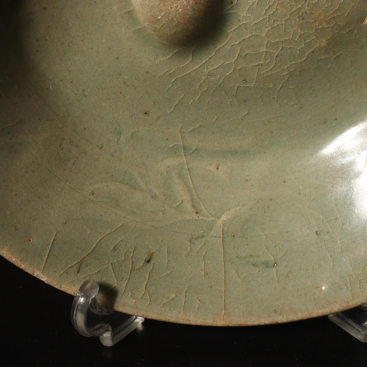 Korean Antique Celadon Flat Tea Bowl Plate Goryeo dynasty period Ceramic KRS137