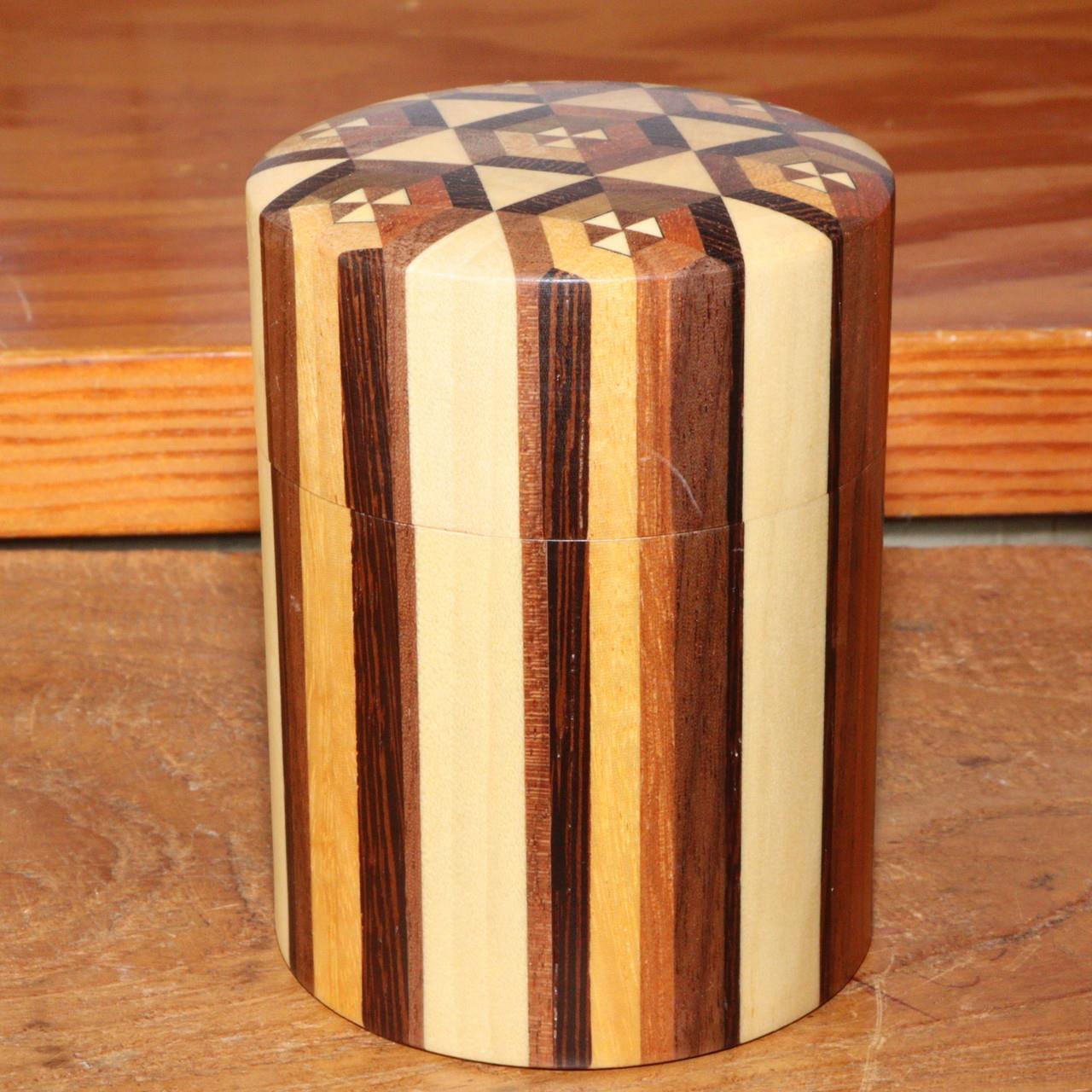 Japanese Yosegi-Zaiku wooden marquetry Tea caddy Tea container Total Tailoring