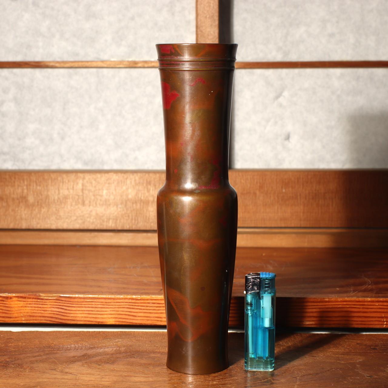 Japanese Copper vase Flower artist's work Signed BV429