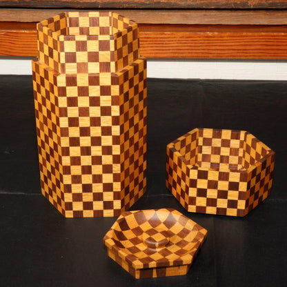 Japanese Yosegi-Zaiku wooden marquetry caddy Tea container Total Tailoring WO190