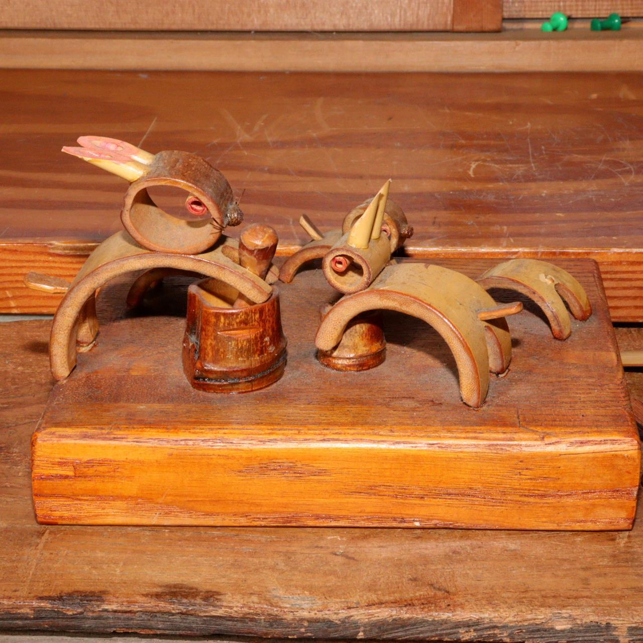 Japanese wooden old folk house Bamboo Hanakago folk crafts WO225