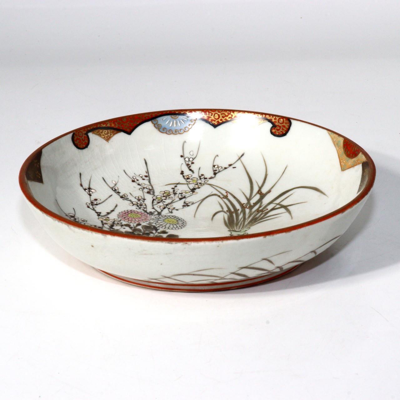 Japanese Antique Kutani Marked colored plate porcelain Meiji period IP104