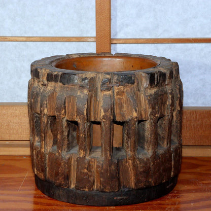 Japanese wooden brazier Hibachi Hiire Tabako bon steering wheel vase WDB71