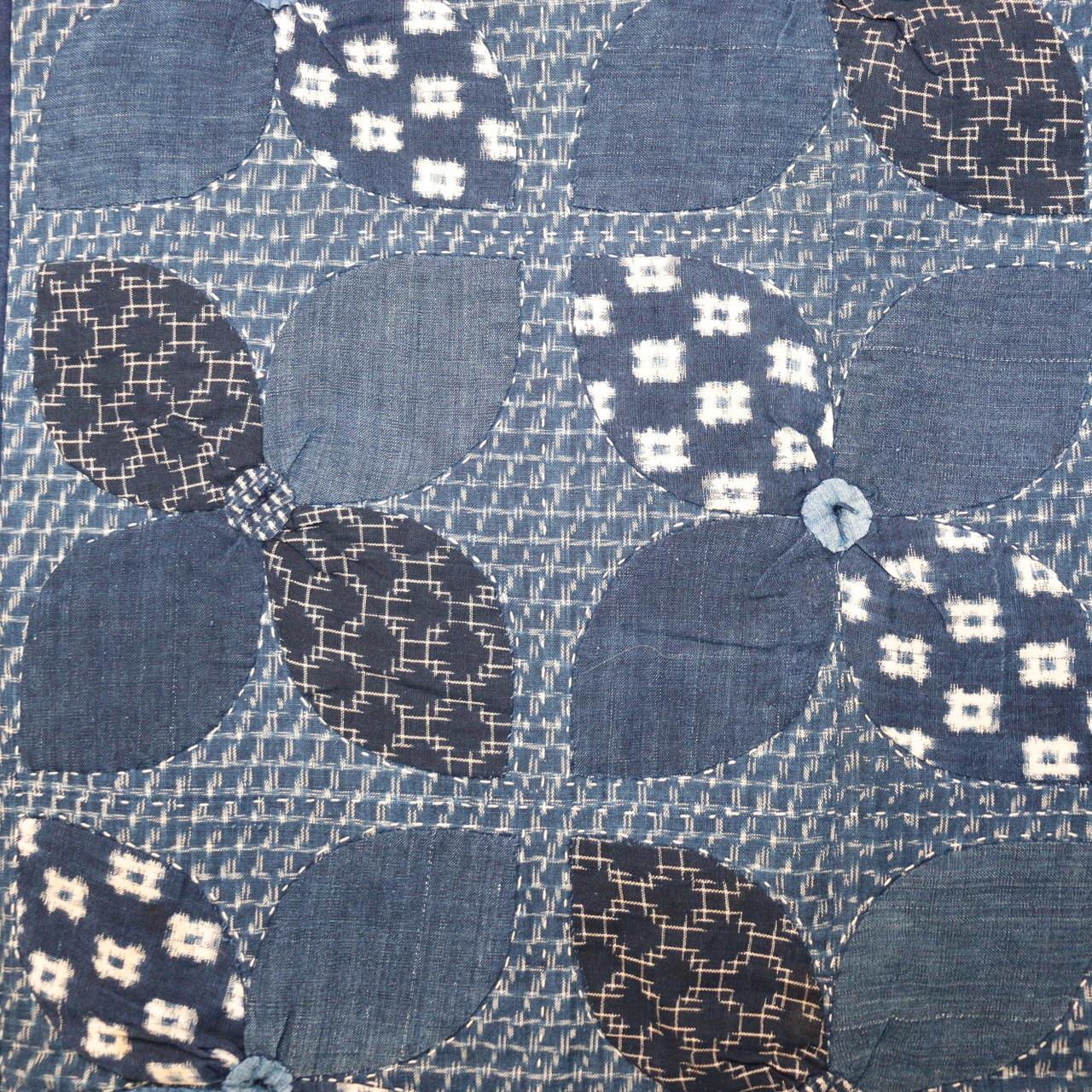 Japanese Antique Cotton cloth Rugs Mats Kousa dogwood Flower Design handmade