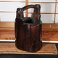 Vintage Japanese Wooden Barrel Vase Handcrafted from a Large Carved Log WO181