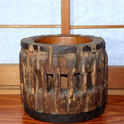 Japanese wooden brazier Hibachi Hiire Tabako bon steering wheel vase WDB71