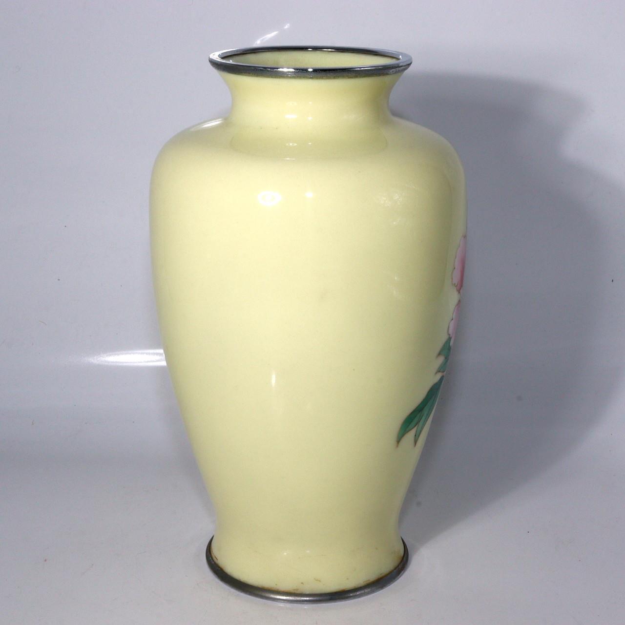 Japanese Ando shippou Cloisonne vase Yellow glaze PV164