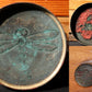 Korean Antique copper Vermilion Ink pad case container dragonfly design Incense