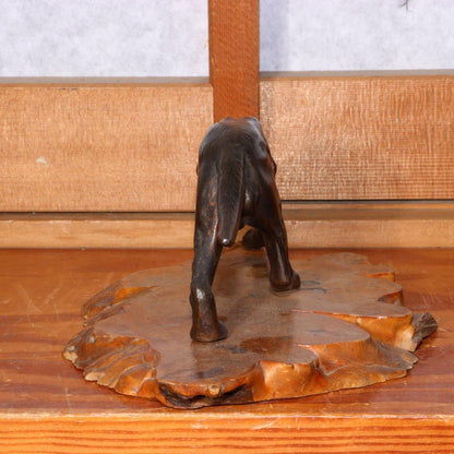 Japanese Vintage Bronze Bloodhound Coonhound Dog Figurine Hunting Dog Sculpture