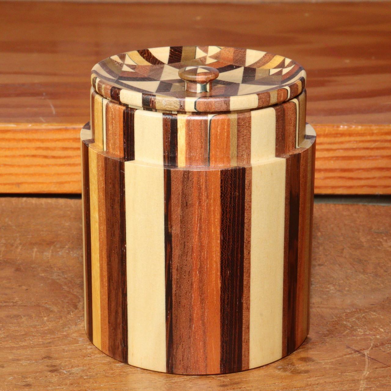 Japanese Yosegi-Zaiku wooden marquetry Tea caddy Tea container Total Tailoring