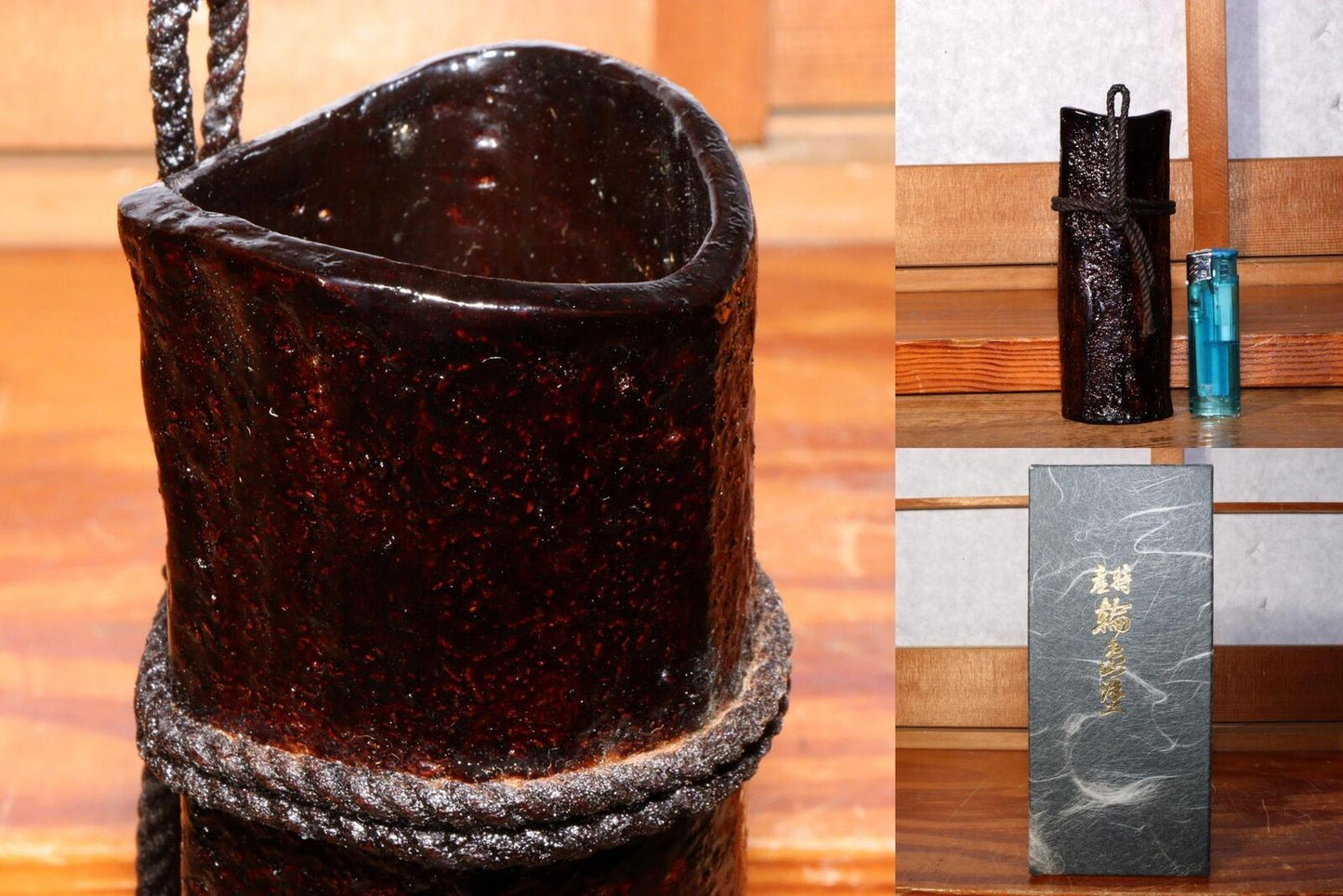 Japanese Wajima nuri lacquerware flower vase Bucket Artist's work KG45