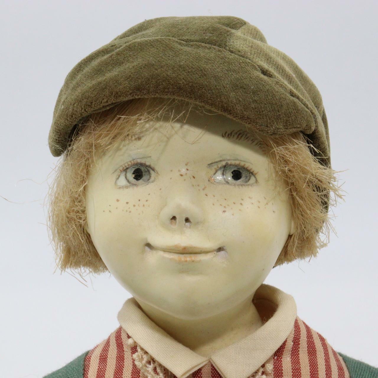 Japanese Vintage Wooden Boy Doll 1984 November sadako signed boy WO117