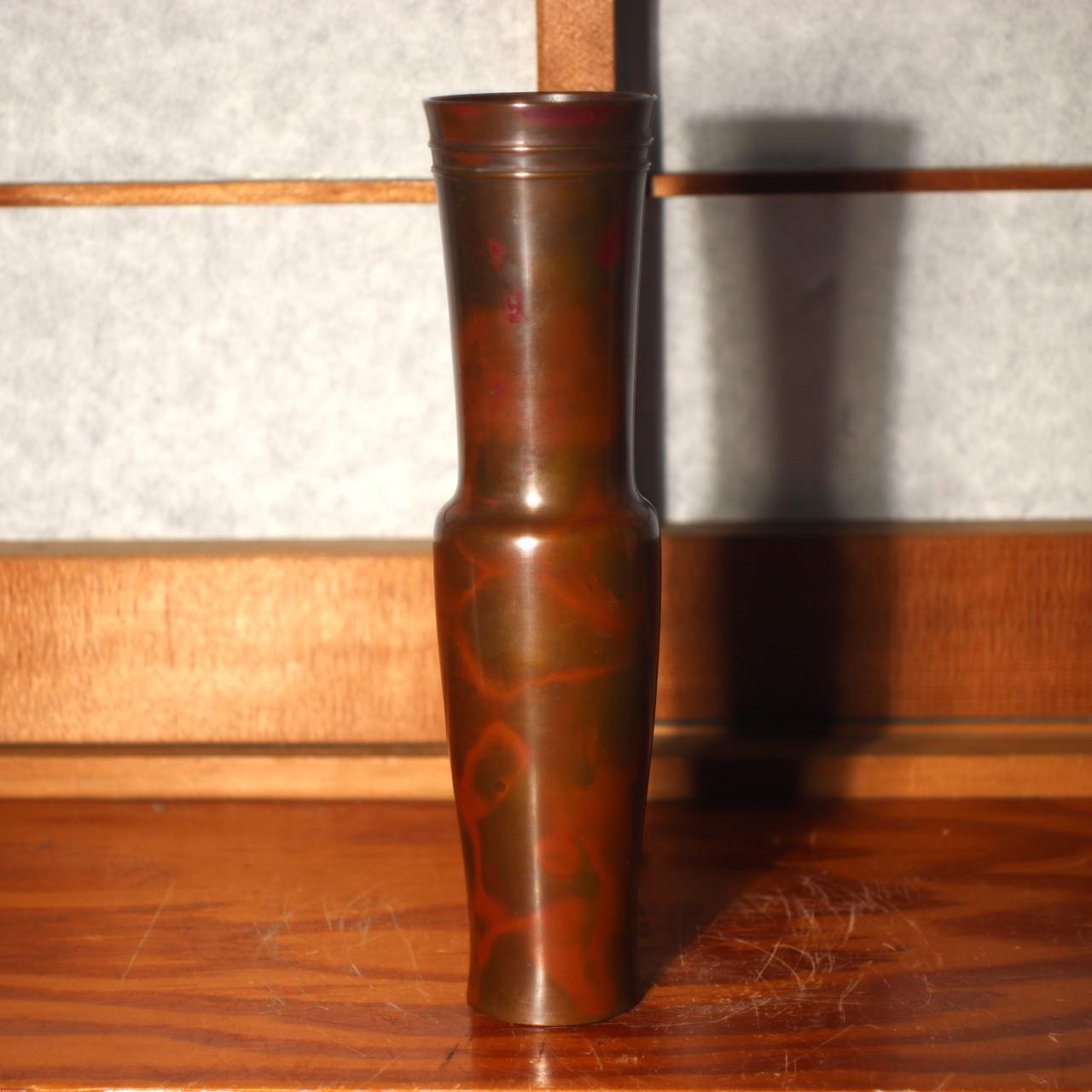 Japanese Copper vase Flower artist's work Signed BV429