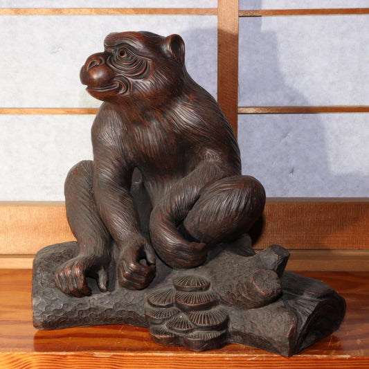 Japanese Bizen ware pottery ceramic monkey figurine ornament BW73