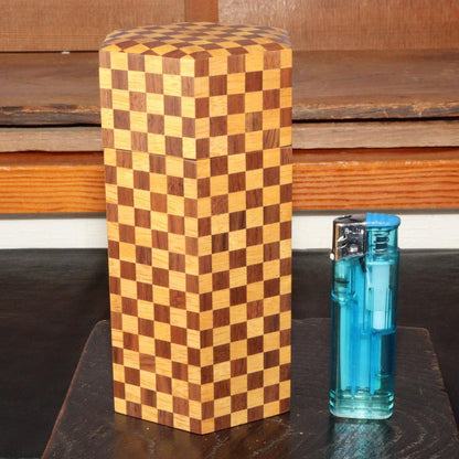 Japanese Yosegi-Zaiku wooden marquetry caddy Tea container Total Tailoring WO190