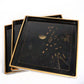 Japanese Meiji wooden Tray 3 set Gold Makie Pinecone design lacquer Obon WBX122