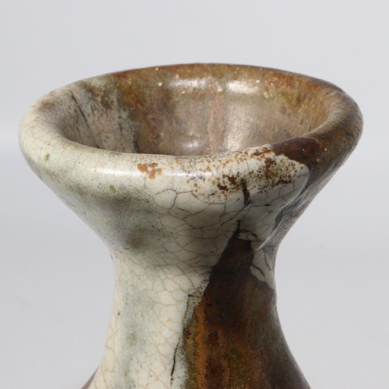 Wabi-sabi vase Antique Kyushu region pottery Jar Karatsu Takatori Japanese PV153