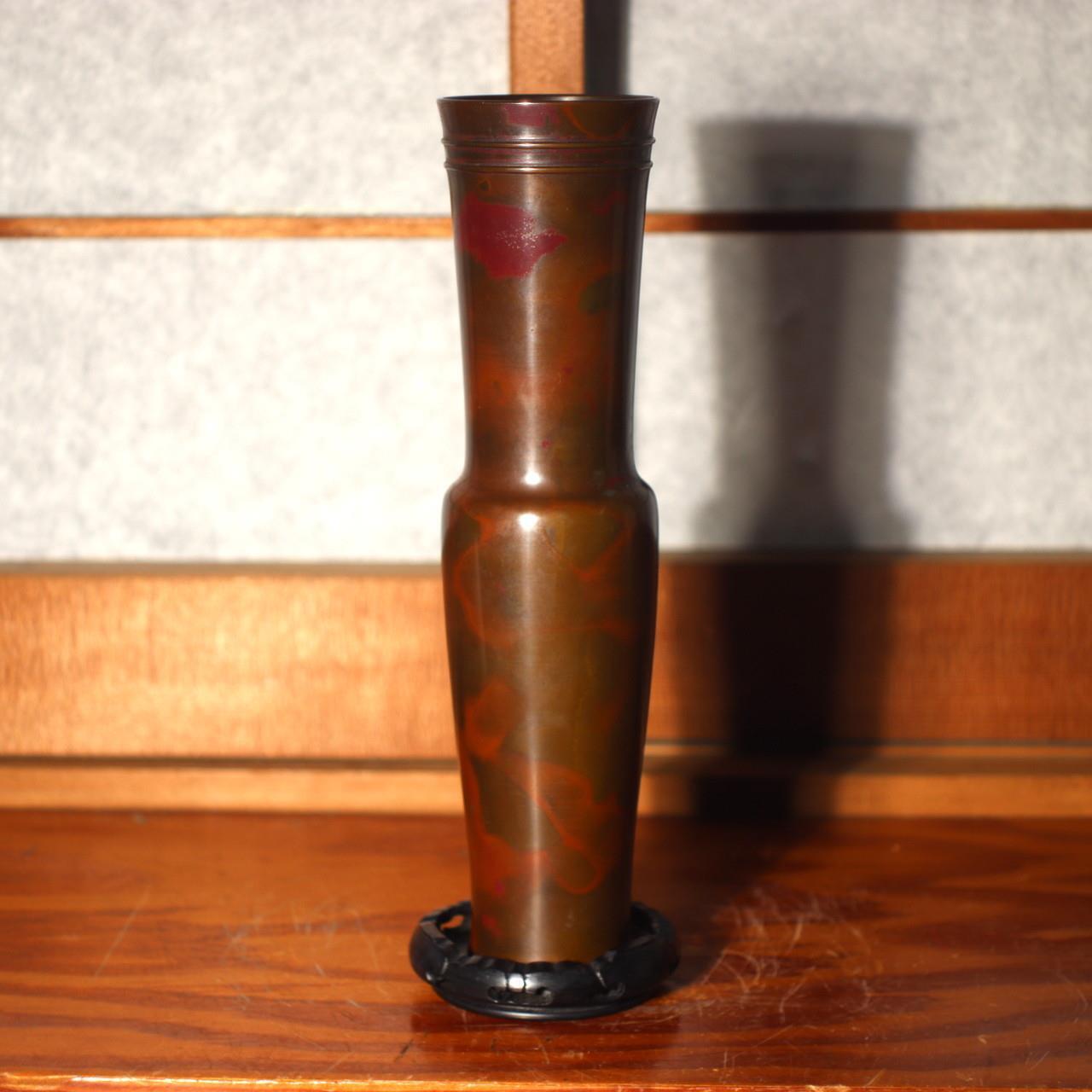 Japanese Copper vase Flower artist's work Signed BV429