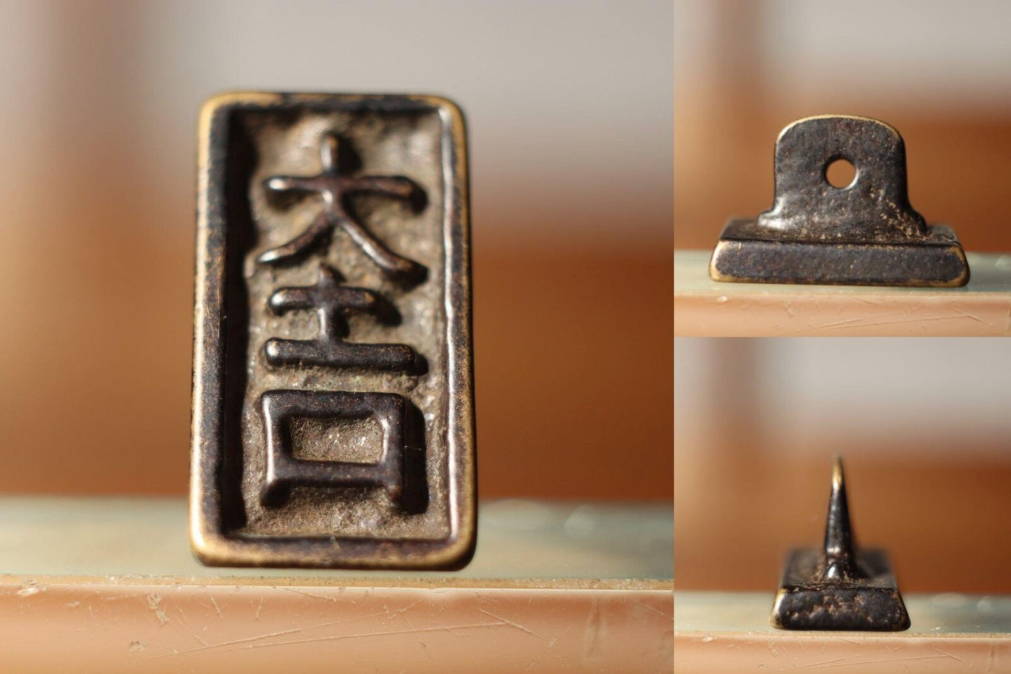 Japanese Antique Copper Buddha statue copper stamp Netsuke Amulet BOS726