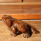 Late Edo Period Mystical Frog Carving Wood Ornament Japanese Antique WO252