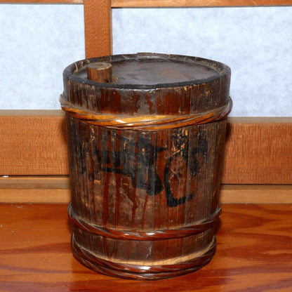 Japanese Antique wooden Sake Cask Barrel Taisho period WBX181