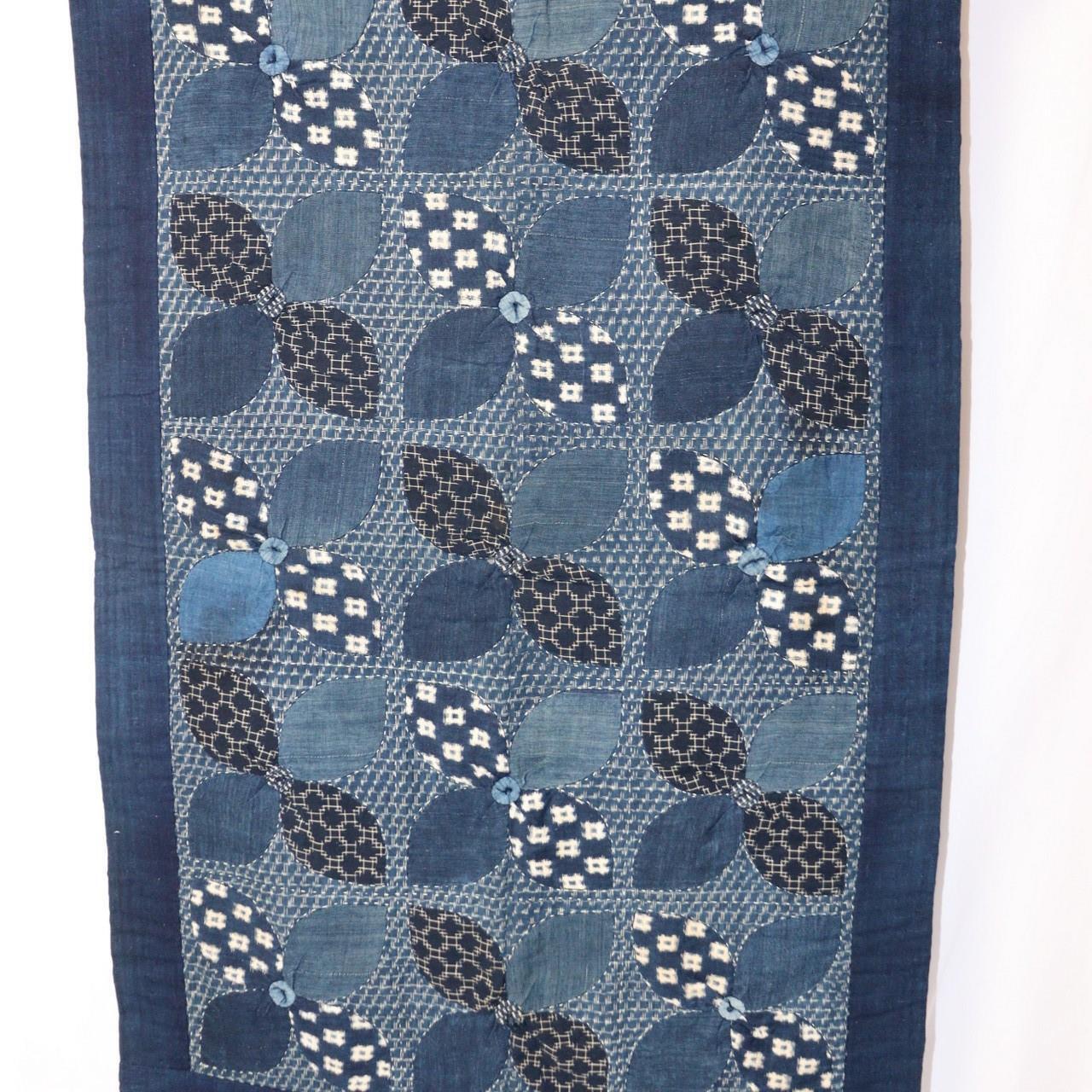 Japanese Antique Cotton cloth Rugs Mats Kousa dogwood Flower Design handmade