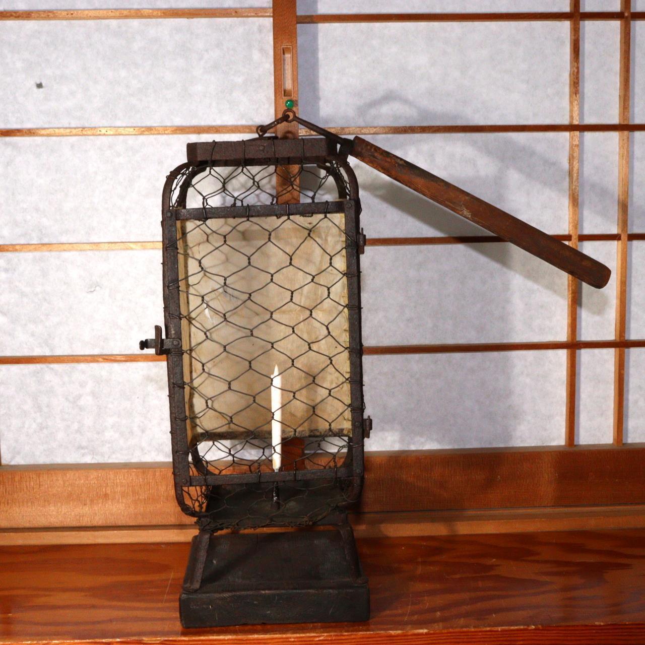 Japanese Antique Andon lamp lantern temple Buddhism Edo period Iron