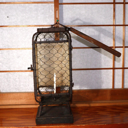 Japanese Antique Andon lamp lantern temple Buddhism Edo period Iron