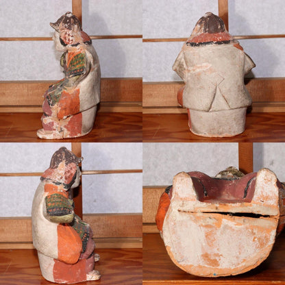 Japanese Antique Clay Doll Ceramic Ornament Samurai Bushi Monk PO31